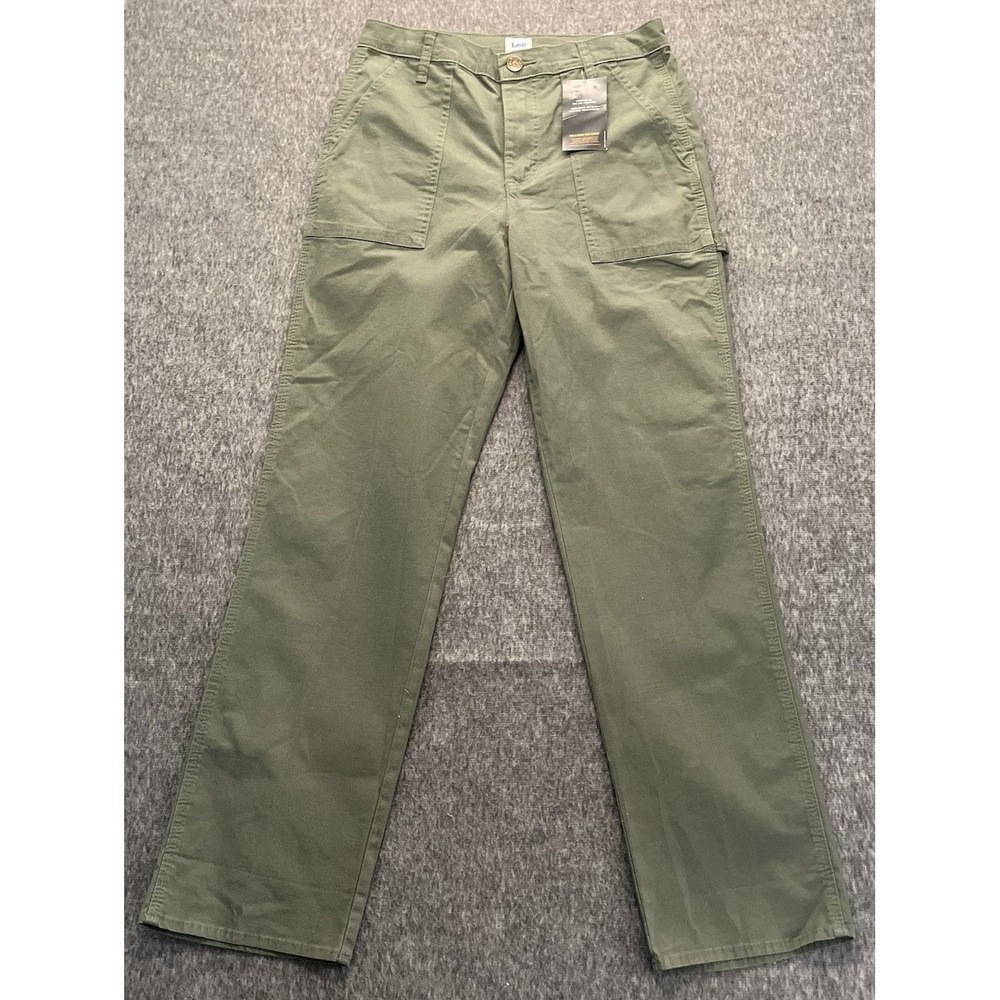 VTG Lee Womens Straight Leg Workwear Cargo Pants Army Green Carpenter Size 6 Y2K - Picture 2 of 11